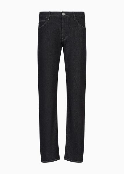 Deep Black Pantalon 5 Poches Coupe Classique En Denim De Coton Stretch Homme Jeans Qualité